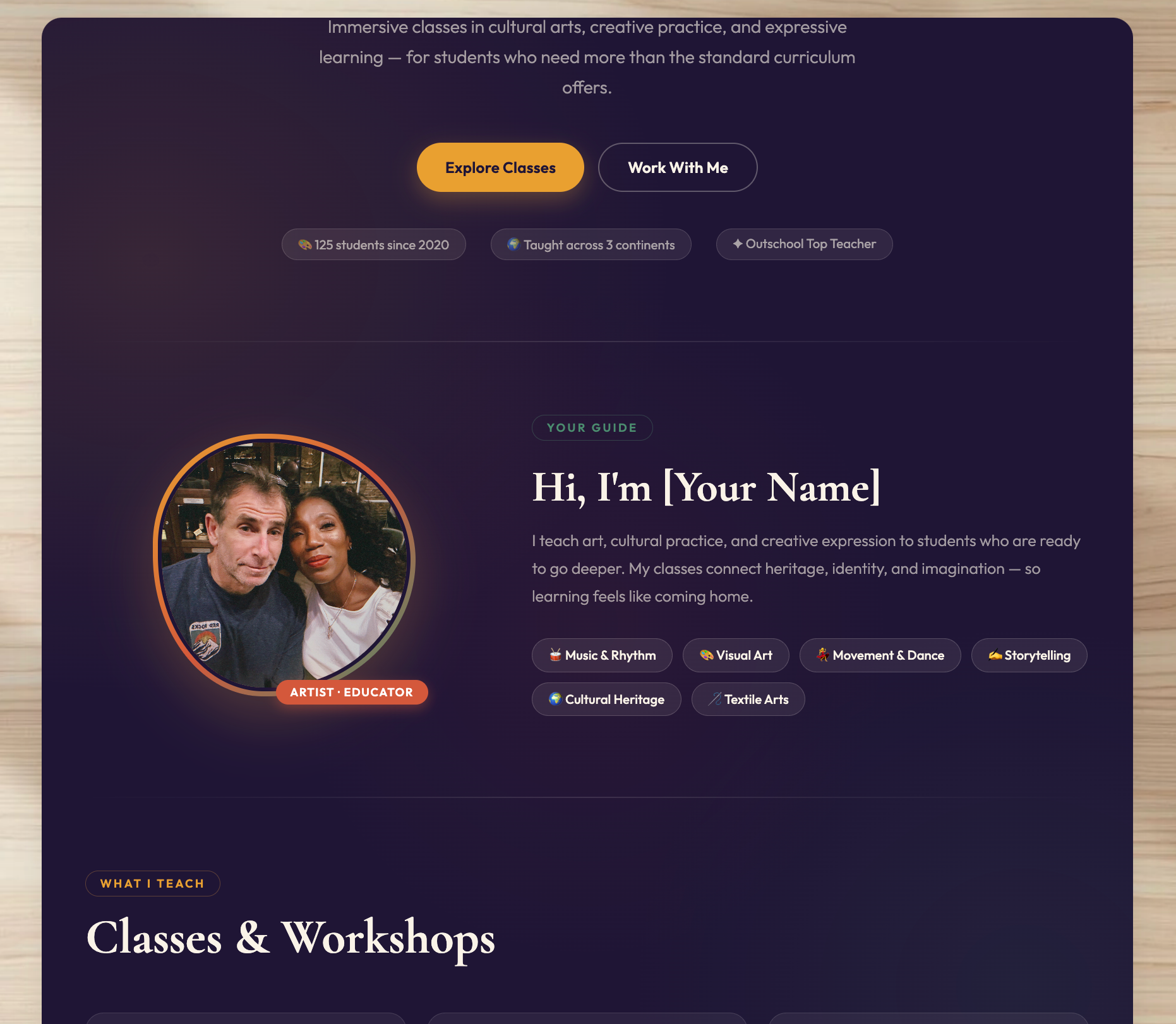 The Art & Culture Teacher Landing Page