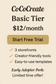 Promotional graphic for CoCoCreate Basic Tier with pricing and features on a beige background