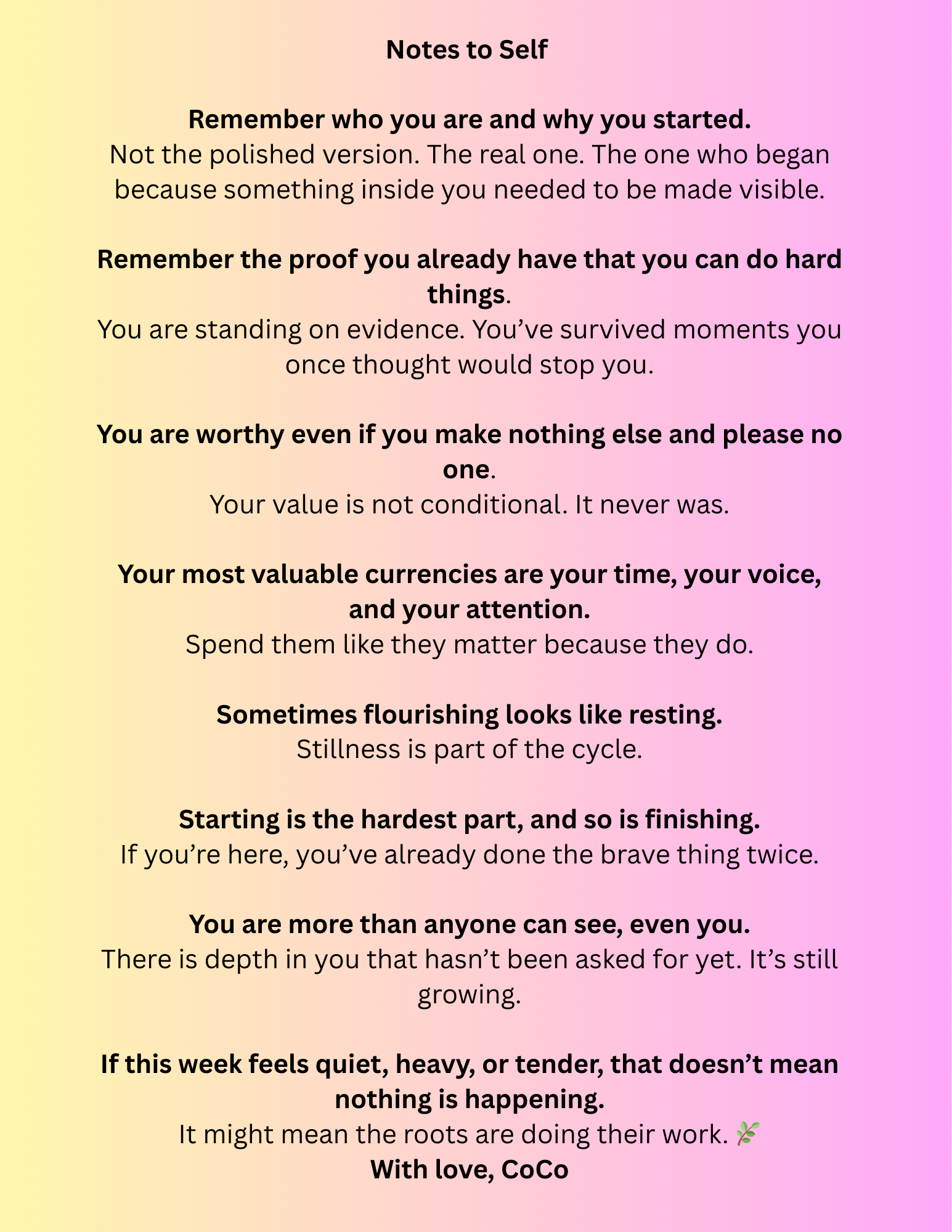 Motivational text on a gradient yellow to pink background