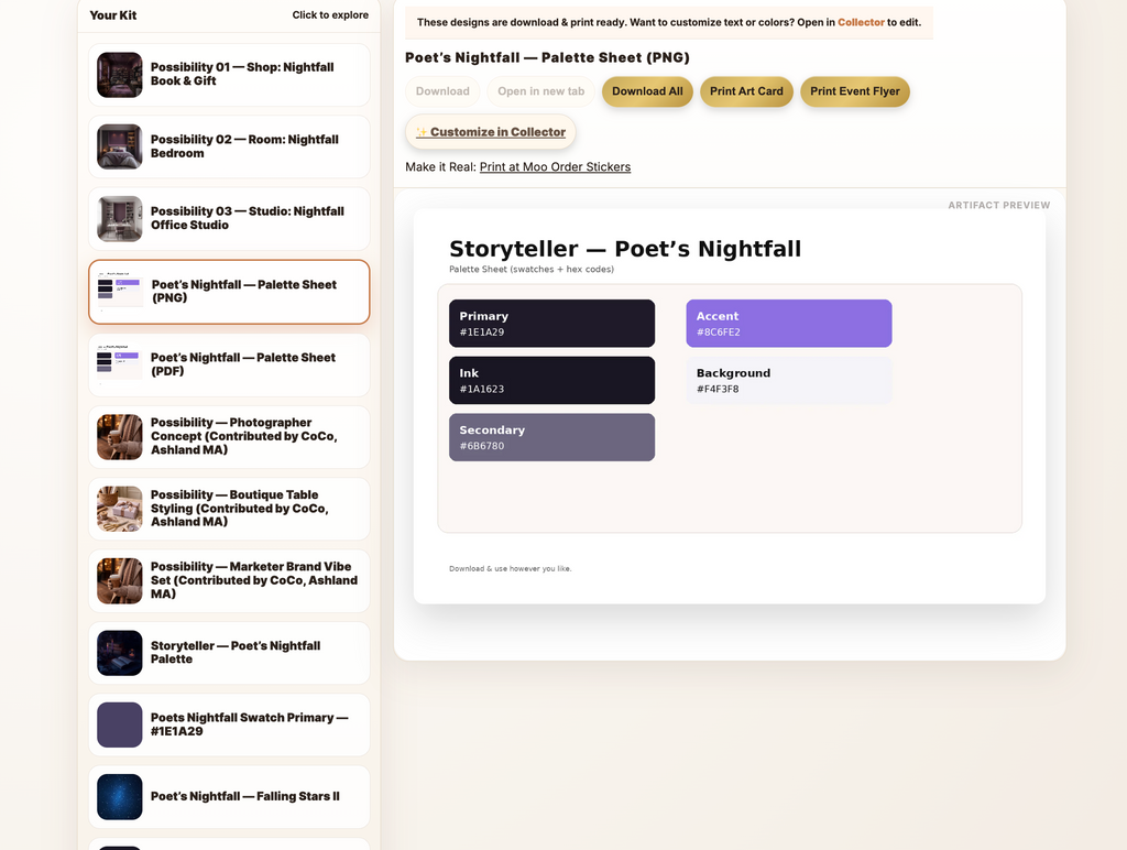 Storyteller Sensory Concept Suite — Poet’s Nightfall