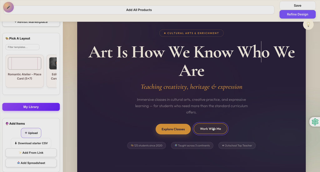 The Art & Culture Teacher Landing Page