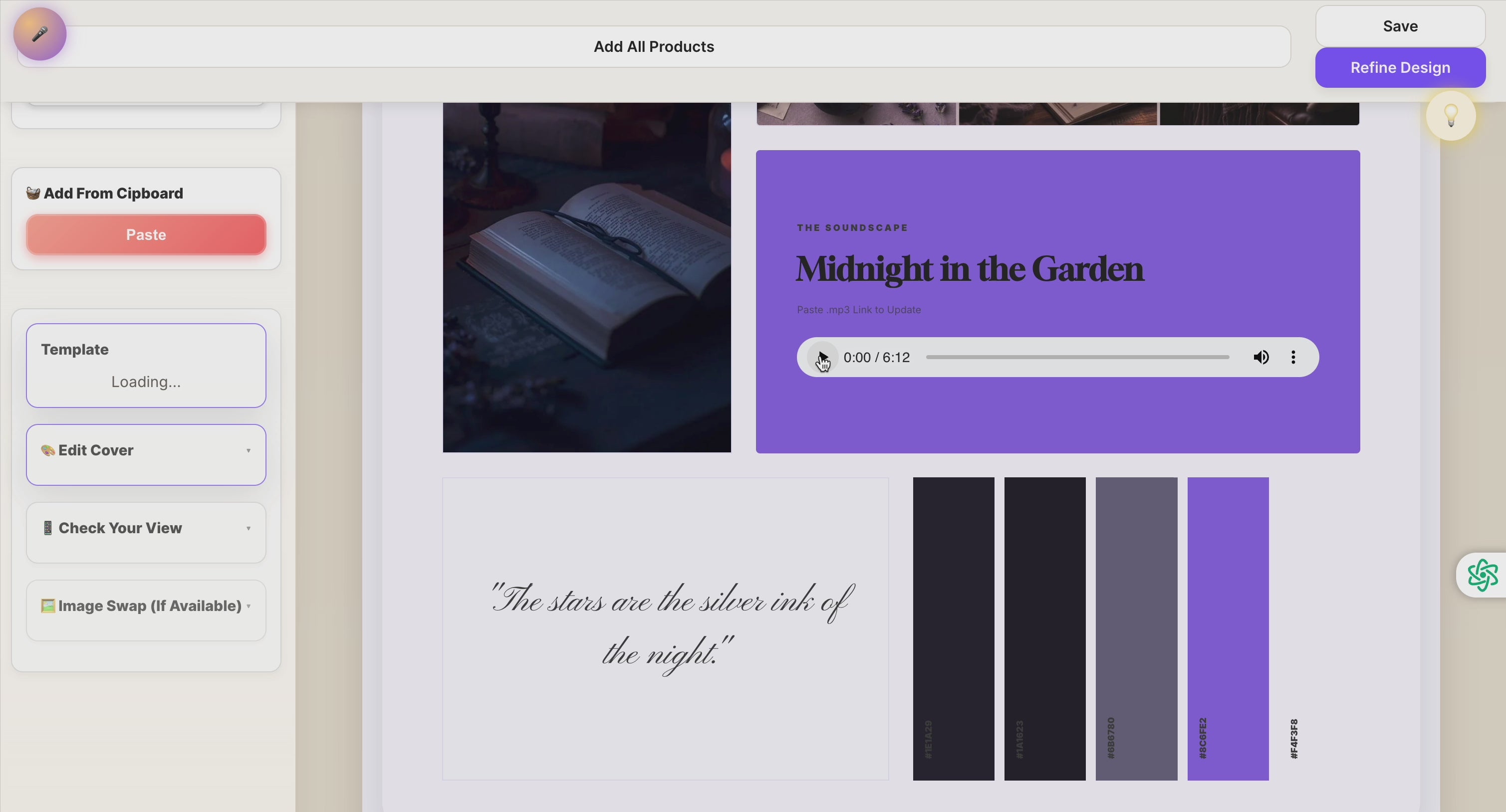 Poets Nightfall Sensory Moodboard-Single